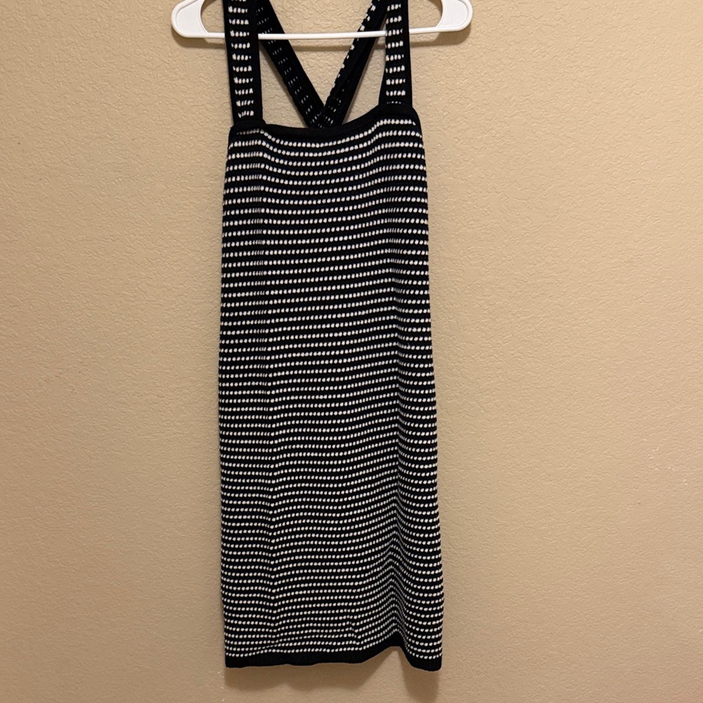 Ann Taylor Black and White Knit Sweater Dress